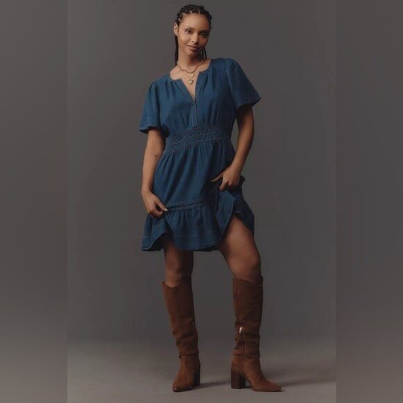 NWT Size XL - The Somerset 100% Cotton Mini Dress: Denim Edition (NWT US$ 138) - Picture 3 of 16